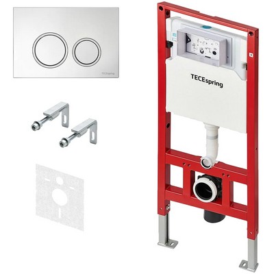 Инсталляция для унитаза Tece TECEspring 4 в 1 с панелью смыва TECEspring R Хром глянец S955101