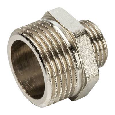 Ниппель латунный переходной наружная резьба никелированный Stout