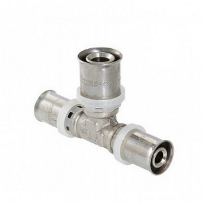 Тройник Ø16 пресс для металлопластиковых труб никелированный Tim F-T161616N