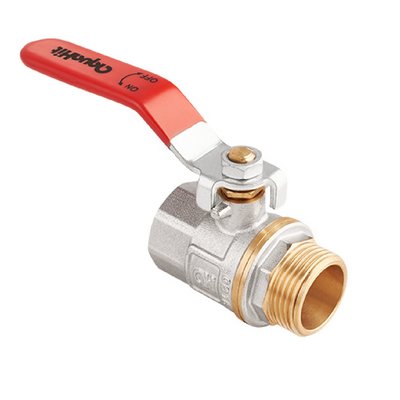 Кран шаровой вн-НАР резьба, ручка-рычаг, никель MVI AquaHit