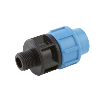 Соединение обжимное пластиковое для труб ПНД с наружной резьбой Джилекс