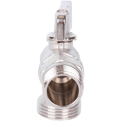 Кран шаровой для с/т приборов латунный угловой НАР-НАР резьба, ручка-флажок, никель Stout