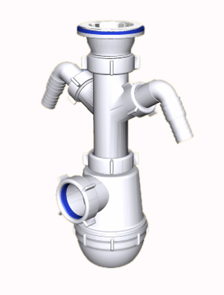 Сифон для раковины 11/2"х40 отводом для СМА, двойной АНИ пласт A1100
