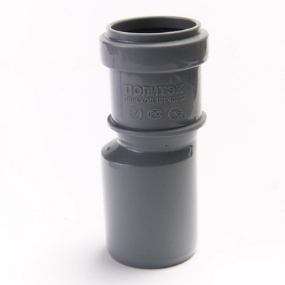 Переход для внутренней канализации Ø40х32 эксцентрический серый Политэк 504032Политэк