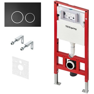 Инсталляция для унитаза Tece TECEspring 4 в 1 с панелью смыва TECEspring R Чёрная матовая S955102