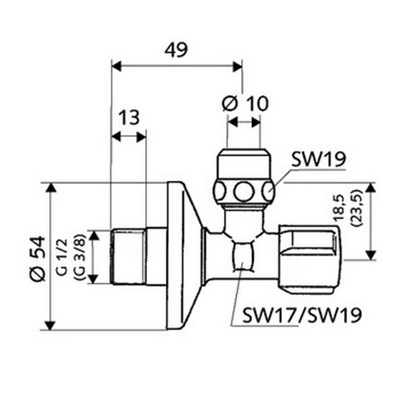 Кран-вентиль для сантехнических приборов 1/2"х3/8" угловой Хром Schell Comfort 049070699