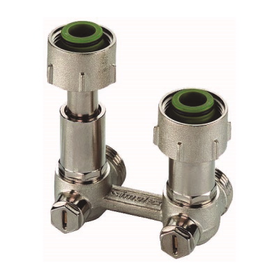 Узел нижнего подключения радиатора телескопический угловой 3/4"НГх3/4"НР евроконус, латунь Simplex Exclusive тип ET2/50, F10086