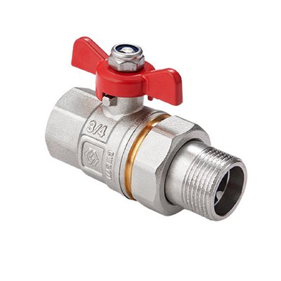 Кран шаровой латунный с американкой 1", ручка-бабочка, никель MVI Premium BV.920.06