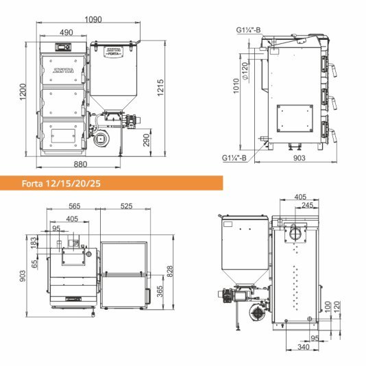 Котёл твёрдотопливный автоматический Zota Forta 12 FR4931120012