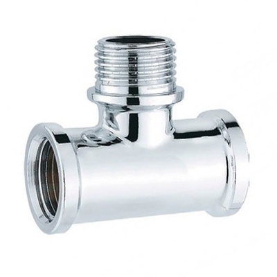 Тройник латунный внутренняя/наружная/внутренняя резьба хромированный Tim