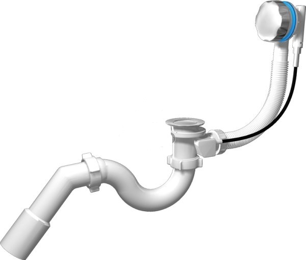 Сифон для ванны ПОЛУАВТОМАТ 11/2"х40/50 с тросом, прямоток, пластик АНИ пласт EM411