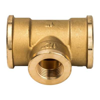 Тройник латунный переходной внутренняя резьба Stout