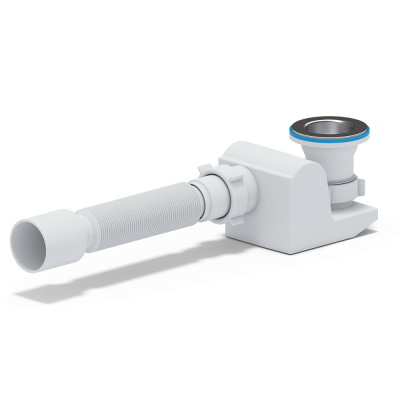 Сифон для душевого поддона D=60 мм 11/2"х40/50 плоский, с гофротрубой, пластик АНИ пласт Е615