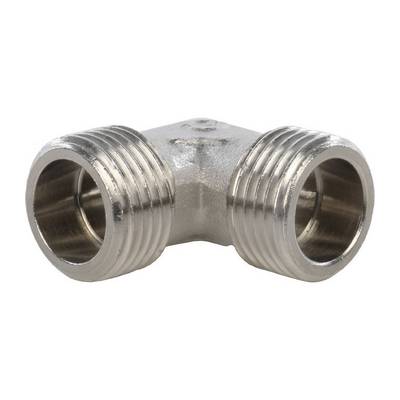 Угол латунный наружная резьба никелированный Stout