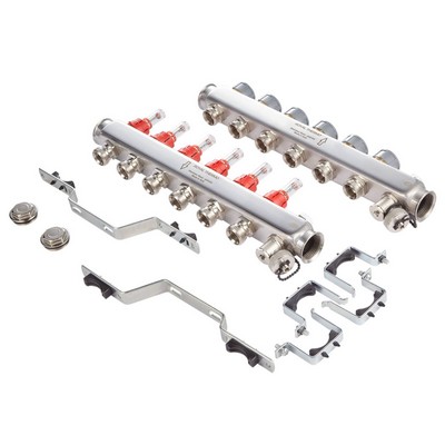 Группа коллекторная для тёплого пола Royal Thermo на 2 выхода с расходометрами RTE 52.102