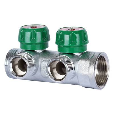 Коллектор Stout 1"х3/4" ЕК с регулирующими вентилями, Хром