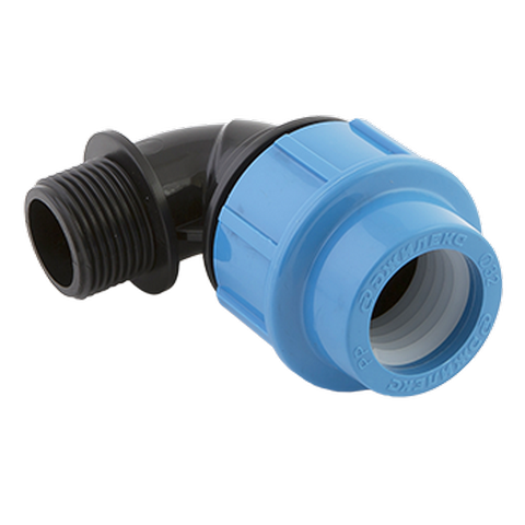 Угол обжимной пластиковый для труб ПНД с наружной резьбой Джилекс