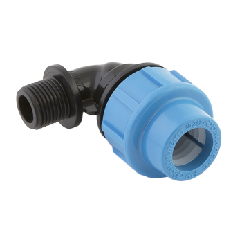 Угол обжимной пластиковый для труб ПНД с наружной резьбой Джилекс