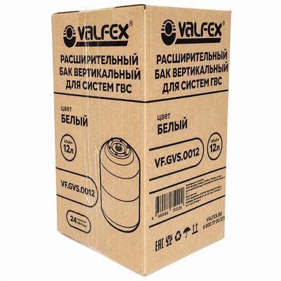 Бак расширительный для ГВС 12 л 3/4" 8 бар белый Valfex VF.GVS.0012
