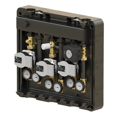 Коллектор для котельных на 2 контура с НГ 1" стальной 47 кВт с гидрострелкой, теплоизоляцией и крепежом Elsen SmartBox 2.0 EWG20.02