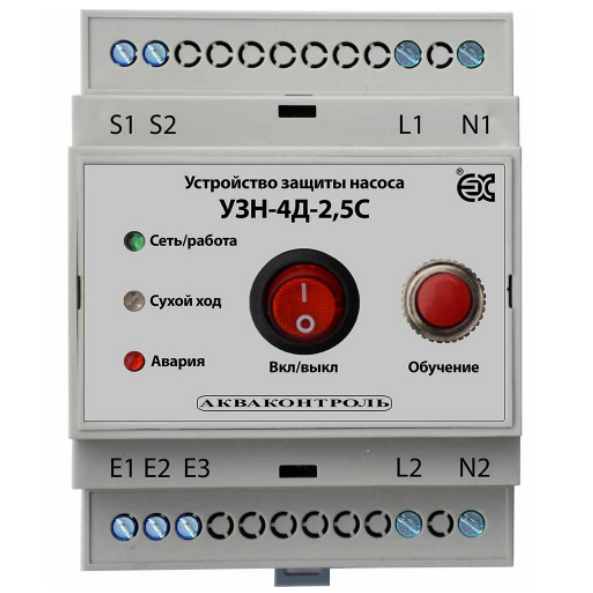 Устройство защиты УЗН-4Д-2,5С-5 2,5 кВт скваженых насосов на DIN рейку Extra Акваконтроль 6031002435