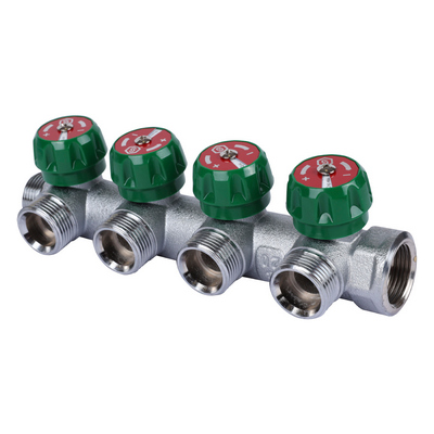 Коллектор Stout 3/4"х3/4" ЕК с регулирующими вентилями, Хром