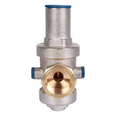 Регулятор давления воды ВВ 1" Ру=1-5,5 бар PN25 поршневой с отводом под манометр Никель Stout SVS-1008-000025