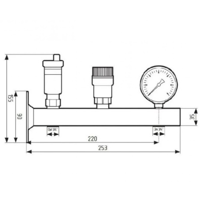Группа безопасности котла консольная вн 3/4" 3 бар до 50 кВт Afriso BSS