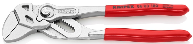 Клещи переставные-гаечный ключ хром. 180 мм.(пластик. ручки), KNIPEX