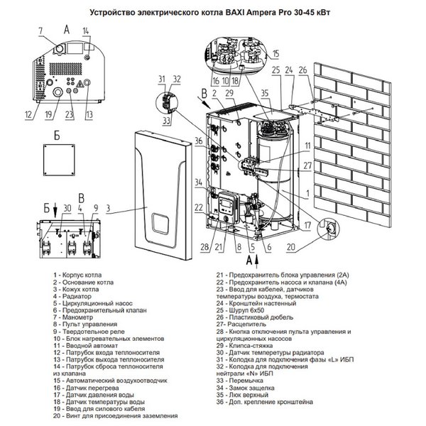Котёл электрический настенный Baxi Ampera Pro 45 E8403345--