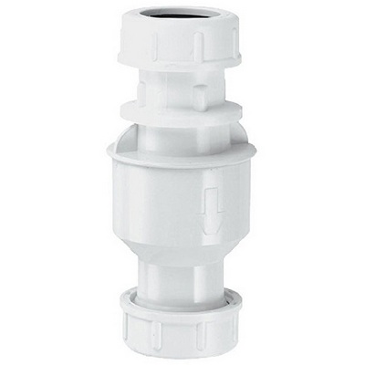 Клапан обратный 3/4"х19-23 мм вертикальный с функцией сухого гидрозатвора, белый McAlpine CONVALVE