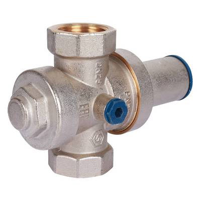 Регулятор давления воды ВВ 1" Ру=1-5,5 бар PN25 поршневой с отводом под манометр Никель Stout SVS-1008-000025