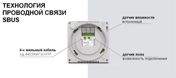 Терморегулятор ПРОВОДНОЙ двухпоз. ST-R-12s белый програм. Tech серия X/12