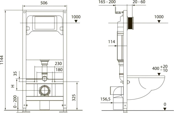 Инсталляция для унитаза Tece TECEspring 4 в 1 с панелью смыва TECEspring V Белый глянец S955203