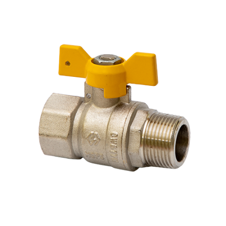 Кран шаровой для газа латунный вн-НАР резьба, ручка-бабочка, никель MVI Premium