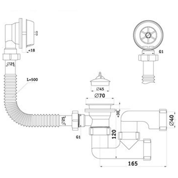 Сифон для ванны 11/2"х40 регулируемый, пластик АНИ пласт C6250