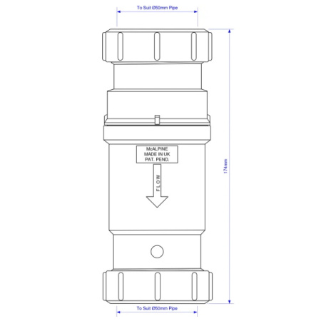 Сифон для раковины сухой 50х50 McAlpine MRNRV50C-PB