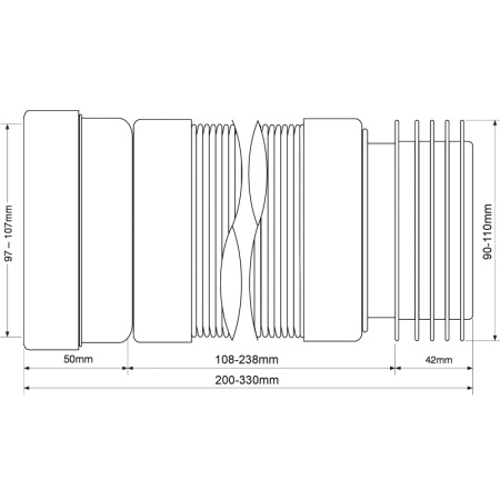 Гофра для унитаза Ø110 L=200-330 мм с гофрированным окончанием McAlpine MRWC-F20R