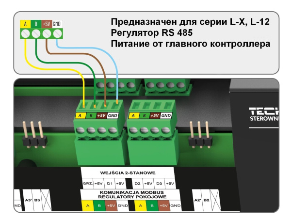 Терморегулятор с RS ПРОВОДНОЙ двухпоз. ST-R-X програм. Tech (Тех) серия X/12 встр. датчик