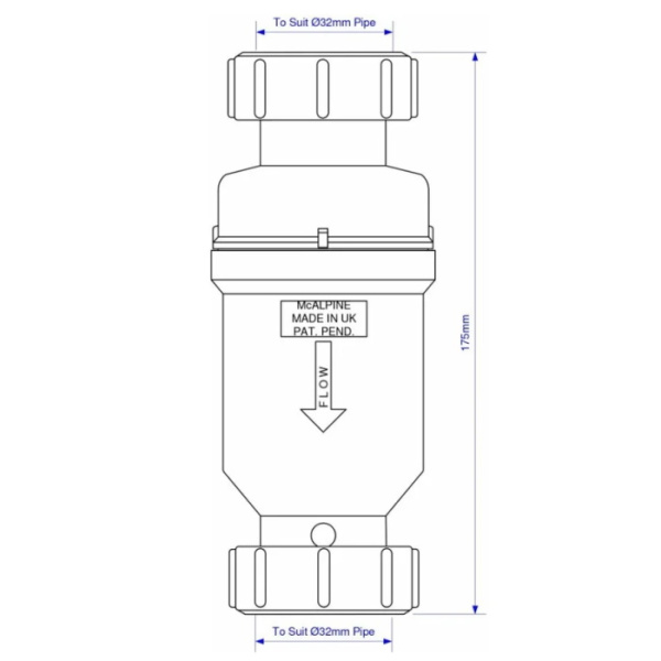 Сифон для раковины сухой 32х32 McAlpine MRNRV32C-PB