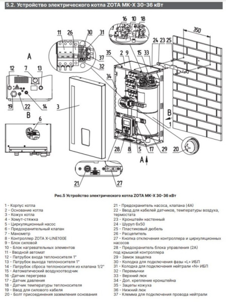 Котёл электрический Zota MK-X 30 кВт 380 В