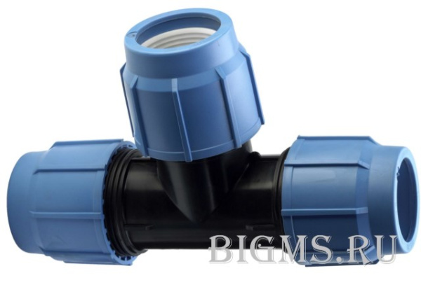 Тройник обжимной Ø40 пластиковый для труб ПНД Политэк 50050040