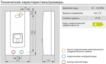 Водонагреватель проточный PPE2 Electronic LCD 9/12/15 кВт, 380 В Kospel (Коспел)
