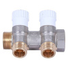 Коллектор Stout 3/4"х1/2" с запорными вентилями и плоским уплотнением, Никель