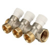 Коллектор Stout 3/4"х3/4" ЕК с запорными вентилями, Никель