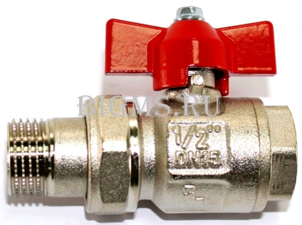 Кран шаровой латунный с американкой, ручка-бабочка, никель Itap Ideal