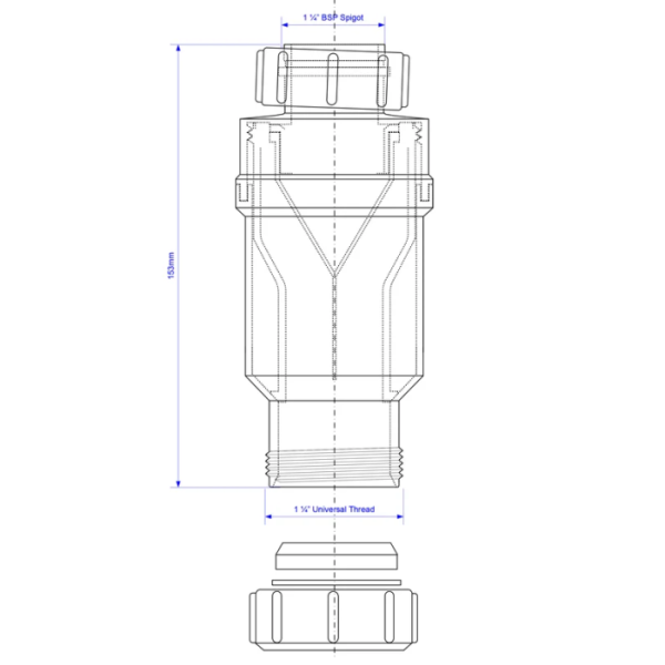 Сифон для раковины сухой 11/4"х32 (упакован в блистер) McAlpine MRNRV32