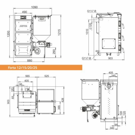 Котёл твёрдотопливный автоматический Zota Forta 12 FR4931120012