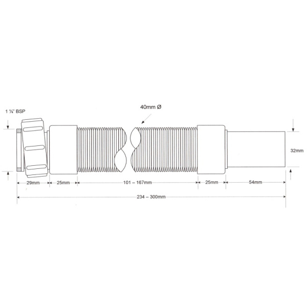 Гофра для сифона 11/4х32 L=234-300 мм McAlpine MRMF1-03