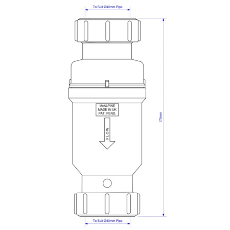 Сифон для раковины сухой 40х40 McAlpine MRNRV40C-PB
